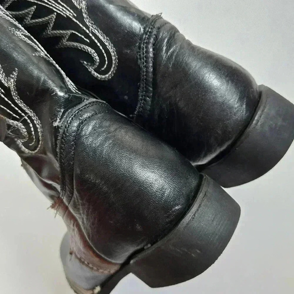 Verthali exotic black leather cowboy boots boys size 2 - Picture 13 of 15